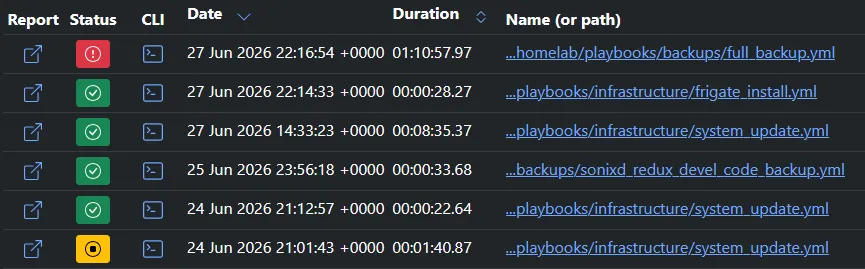 ARA playbook run history