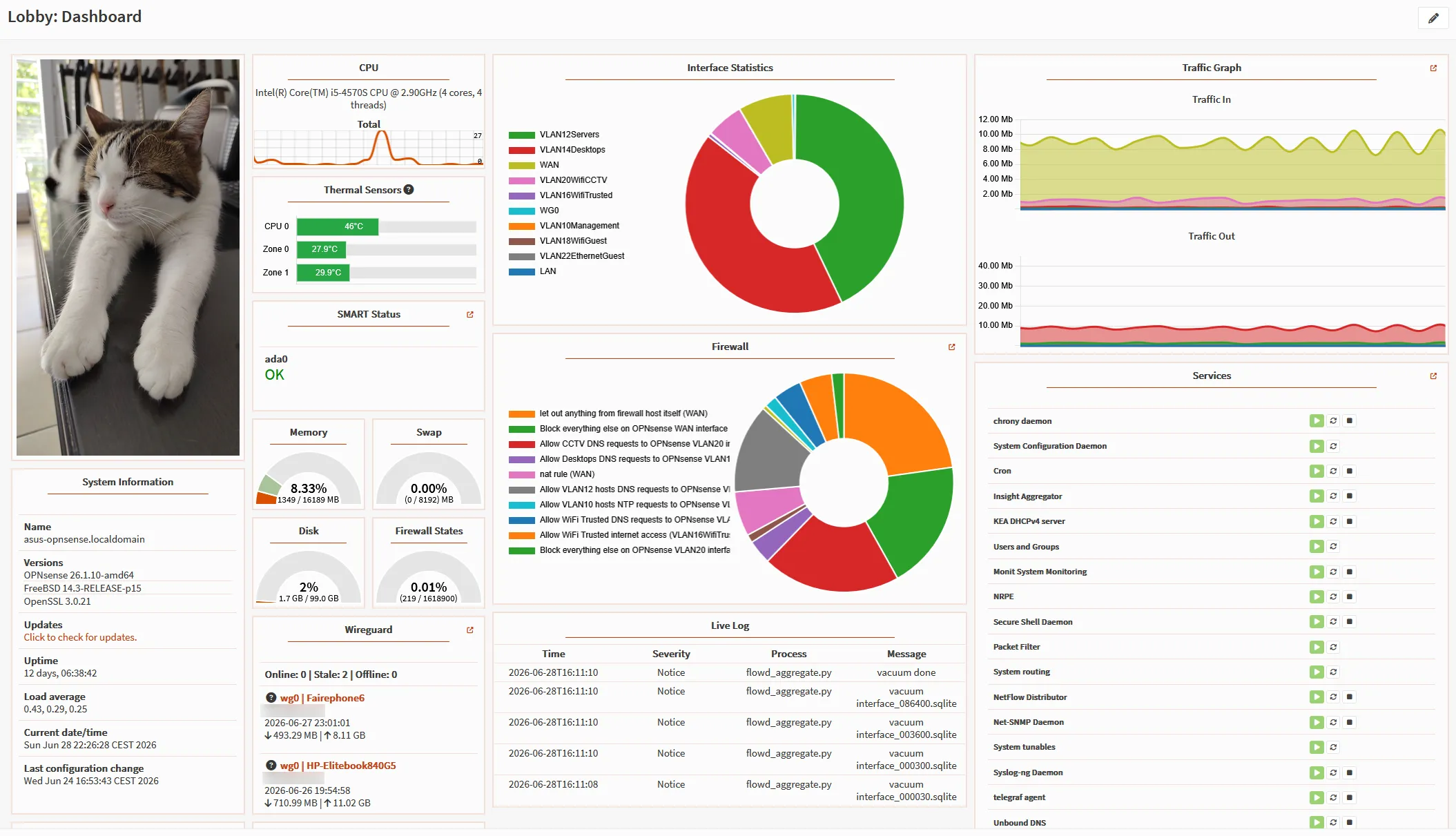 OPNsense dashboard